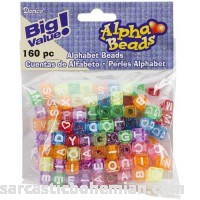 Alphabet Beads 8mm 160 Pkg-Transparent Glitter Multicolored B004K1CHNS